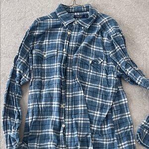 Nautica Men's Casual Blue and White Plaid Shirt
